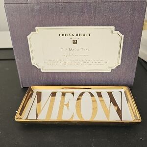 Gold and White Meow Tray